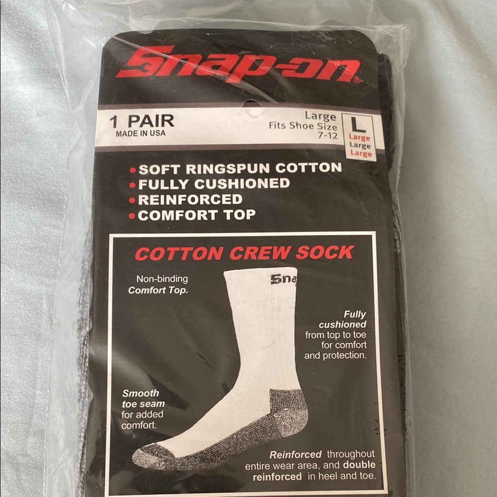 Snap On sock pair, Snap Black Casual Crew Socks Merino Wool Blend - Picture 4 of 5